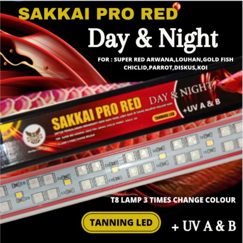 Lampu Led Celup Tanning Aquarium SAKKAI PRO RED DAY & NIGHT + UV A & B PLUS 1000