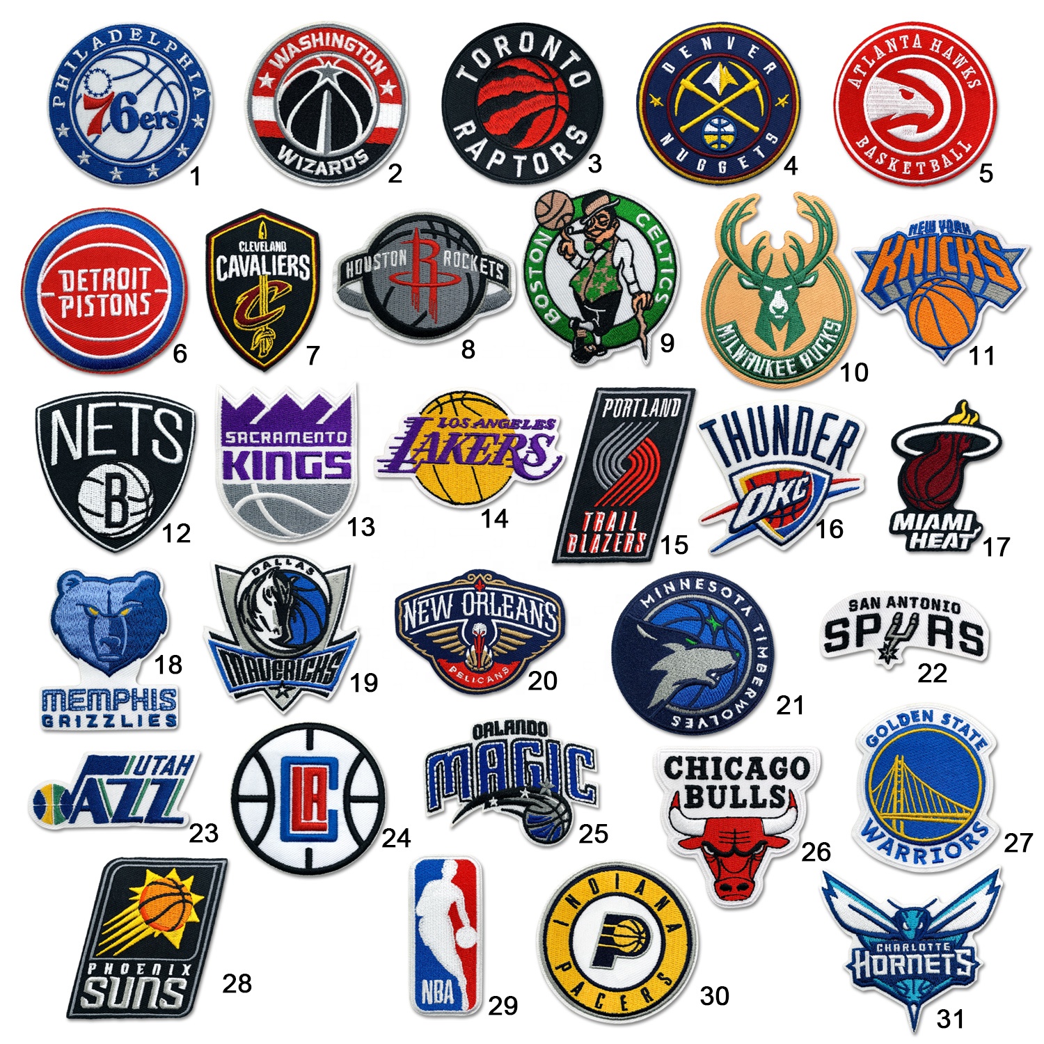Patch vải ủi nhiệt thêu logo câu lạc bộ bóng rổ mỹ - sticker M489