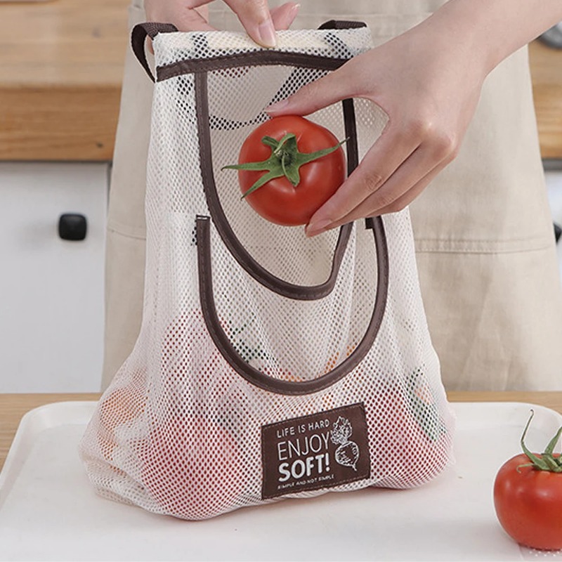 Multi-purpose Kitchen Hanging Storage Bags Breathable Mesh Bag Vegetable Fruit Holder Kitchen Accessories