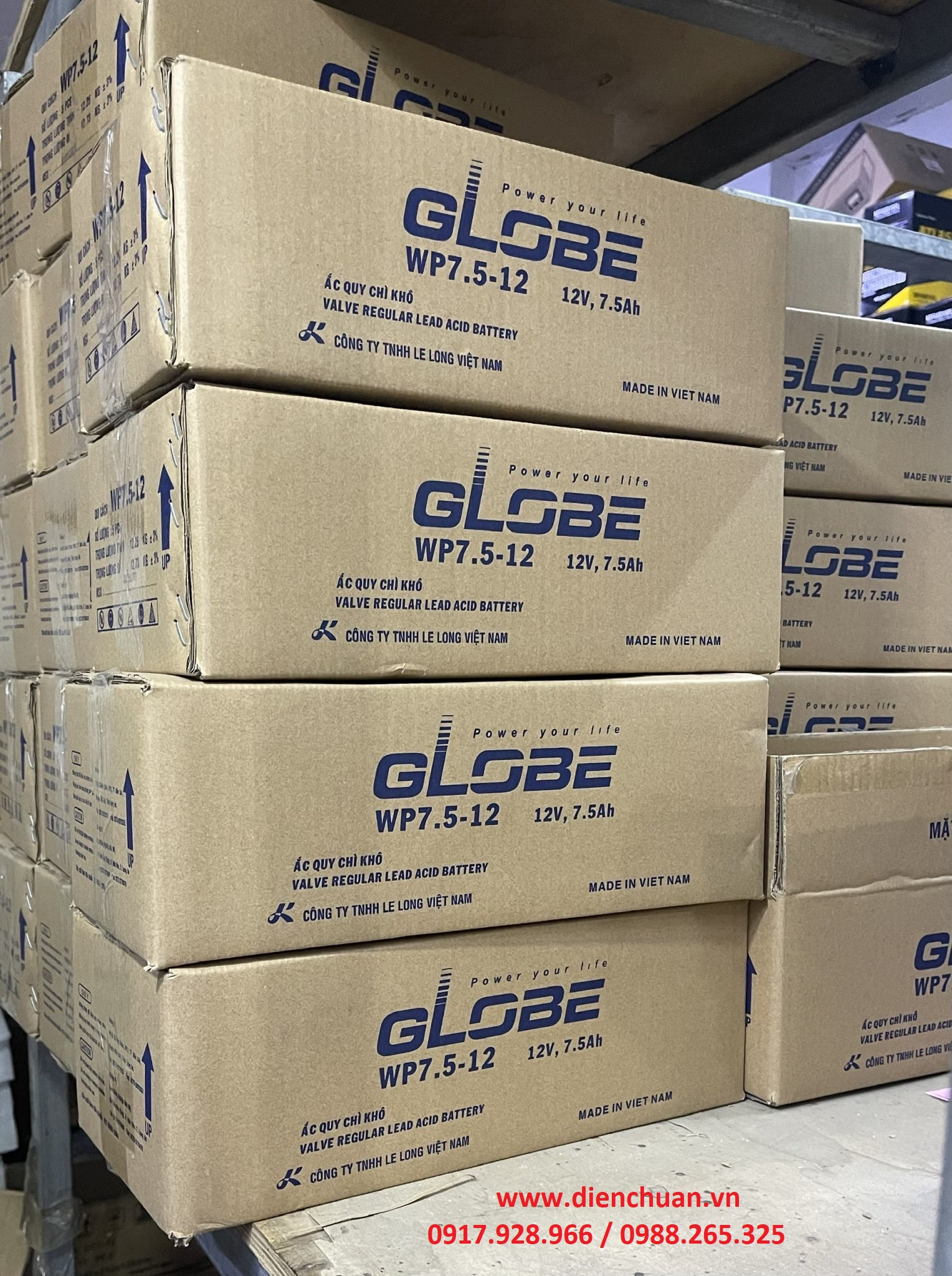 Ắc quy Globe 12V 7.5Ah WP7.5-12 / Bình ắc quy Globe WP7.5-12 ( 12V 7,5Ah)