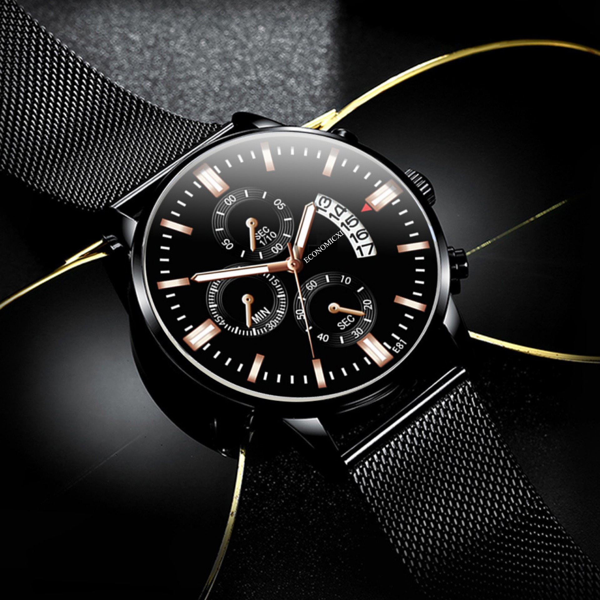 Đồng hồ nam gf mặt siêu mỏng original design dây thép lụa cao cấp chạy lịch ngày 2