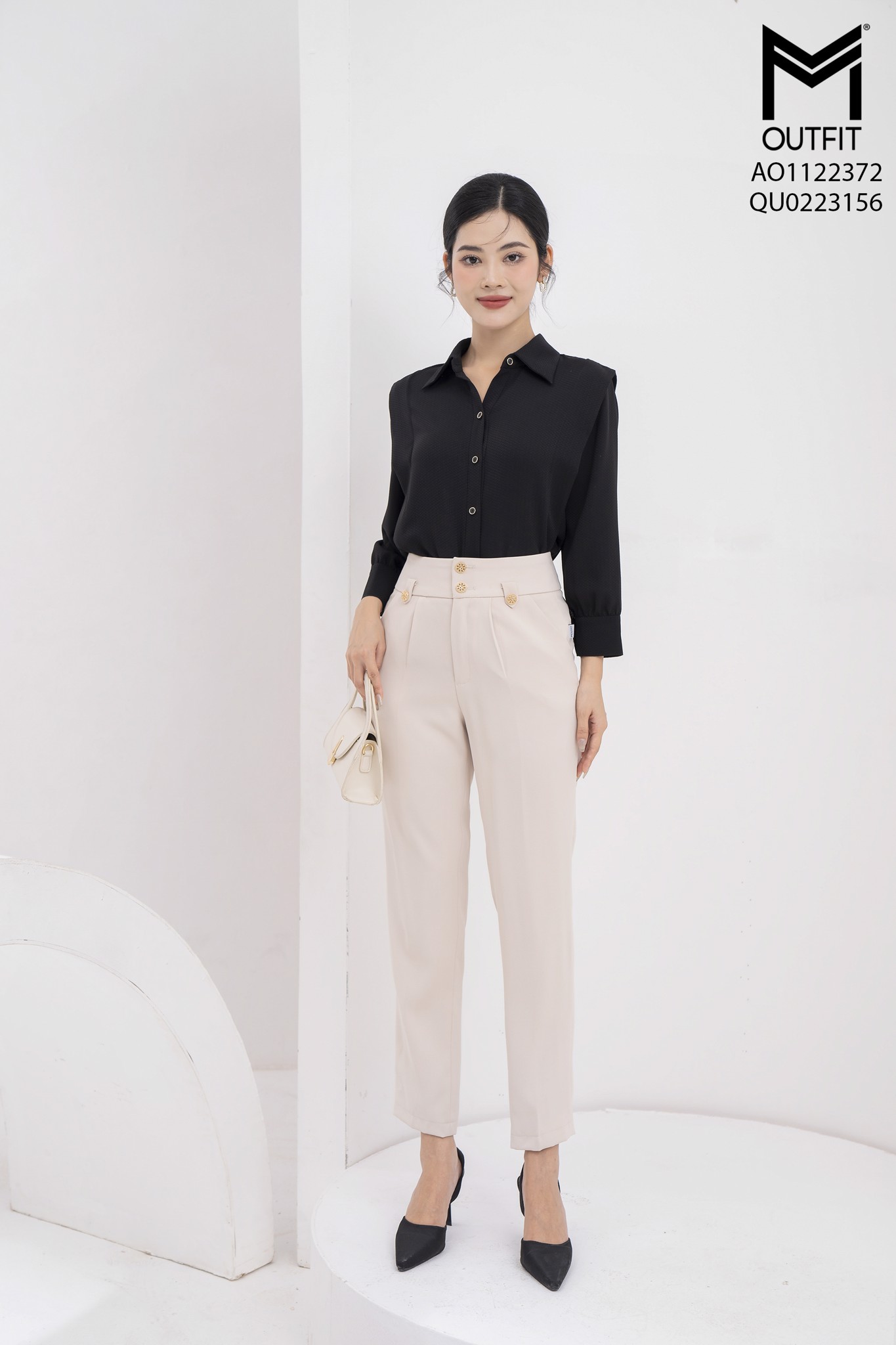 Áo sơ mi dài tay, cổ đức -Mmoutfit