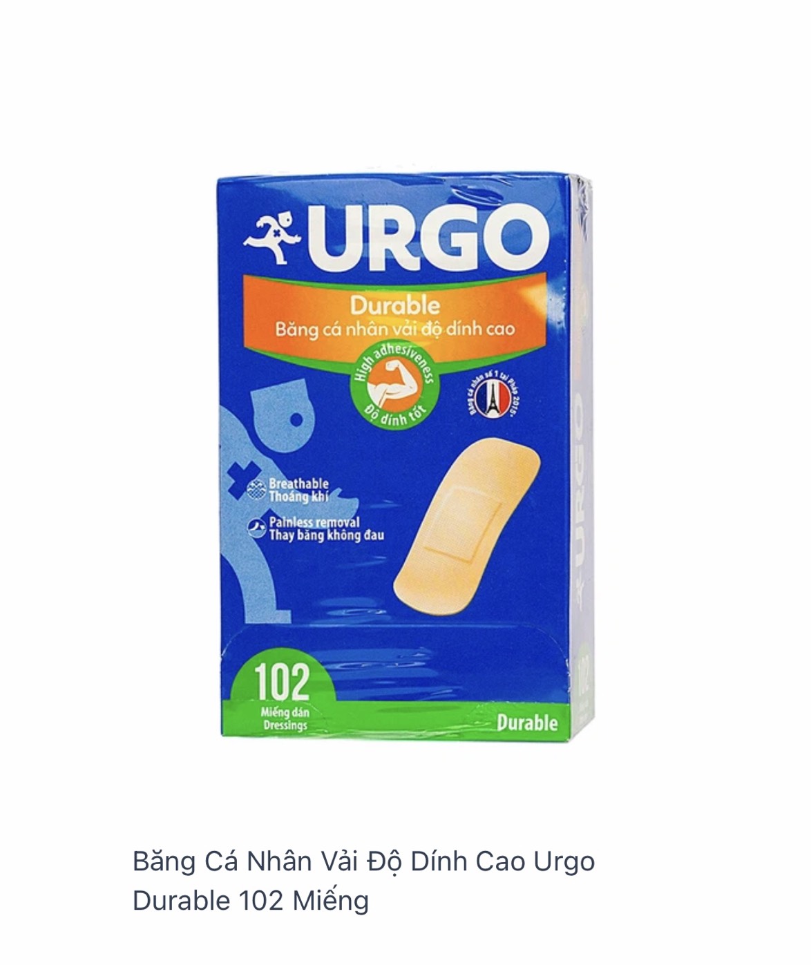 Băng cá nhân urgo durable vải 102 miếng