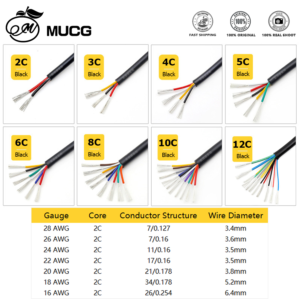 2 Pin cable red black Tinned Copper wire Jacket wire led DC 5V 9V 12V ...