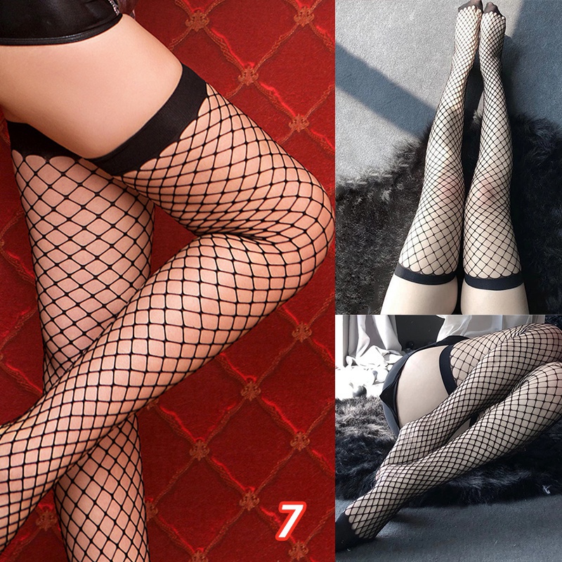 Eles ren nơ đen vớ nữ lưới lưới fishnet đùi vớ cổ cao cosplay trên đầu gối quần co giãn tất dài