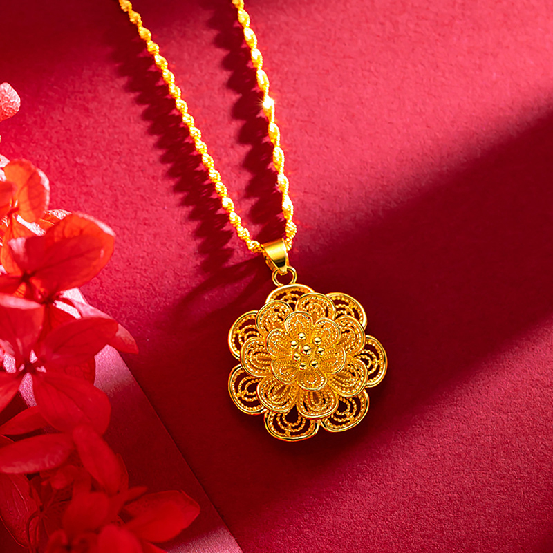 Gold Color Pendant Bird's Nest Lucky Clover Flower Heart Necklace Accessories Bayline.