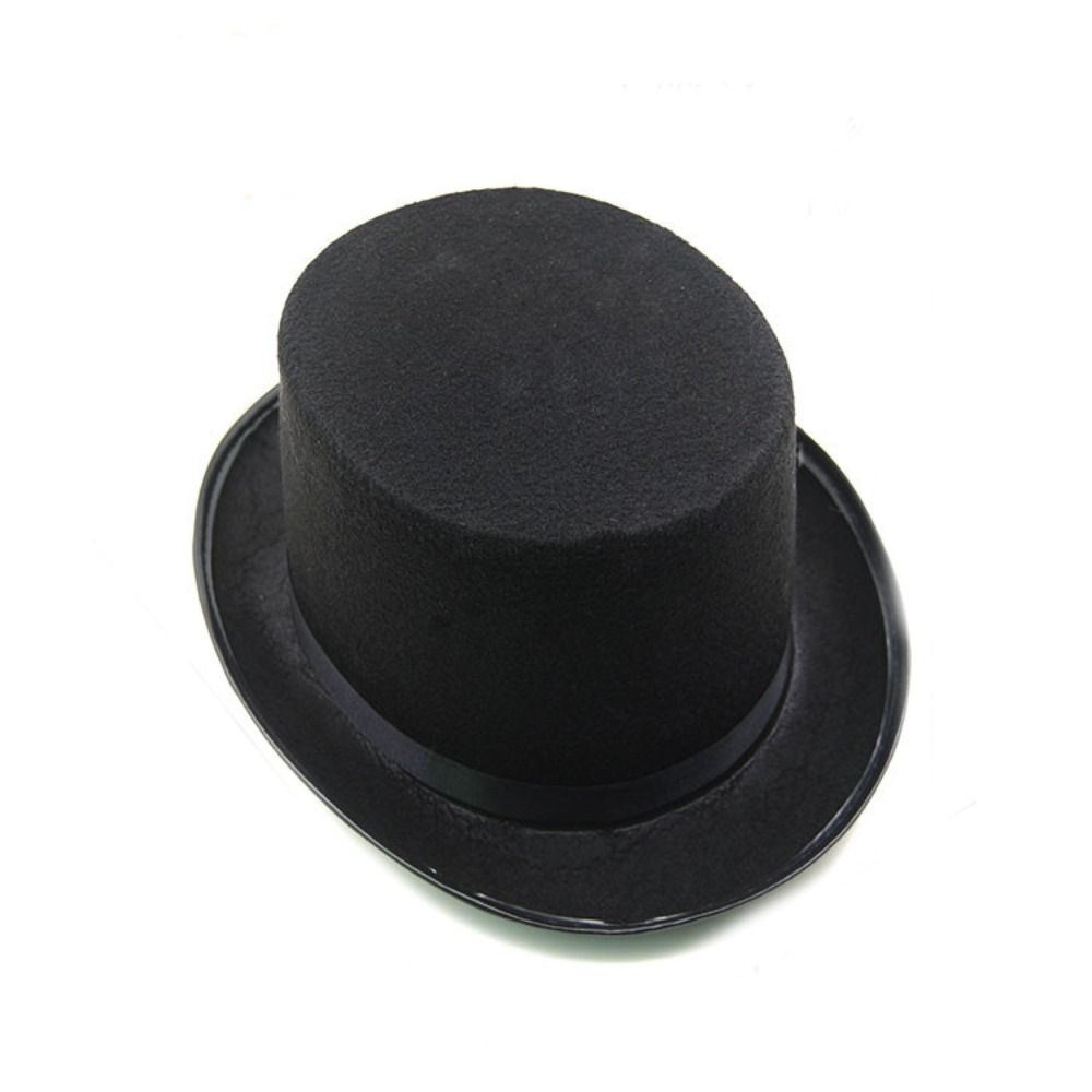B0868 Fabric Black Top Hat Costume Accessory Elegant Gentleman Cap Dark Magician Hat Stage Performances