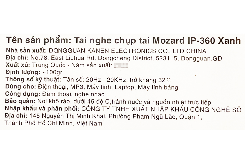 Tai nghe chụp tai Mozard IP-360