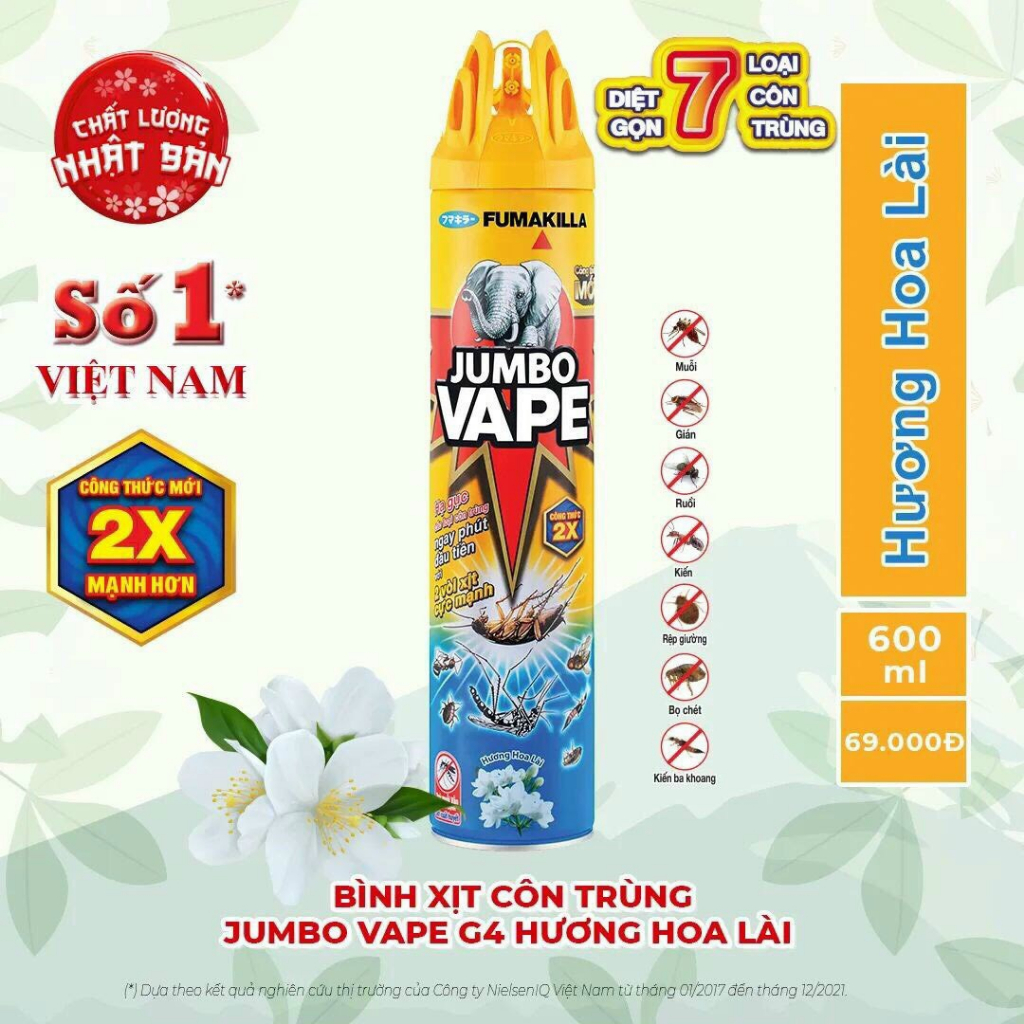 Bình xịt côn trùng jumbo hương hoa 300/600ml