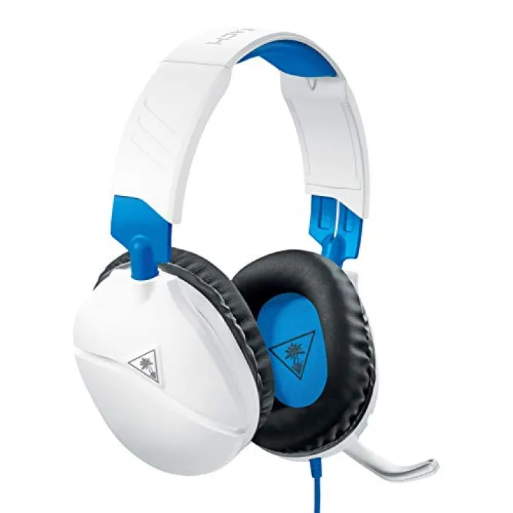 blue and white gaming headset