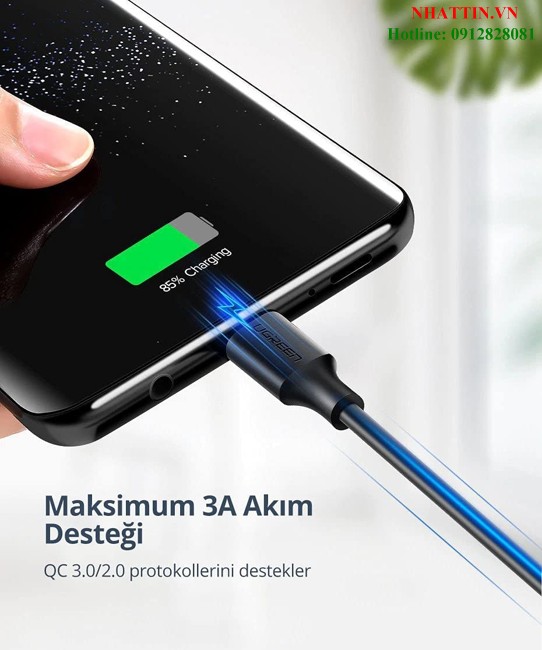 Cáp sạc, dữ liệu USB Type-A 2.0 sang USB Type-C dài 1M Ugreen 60116 cao cấp
