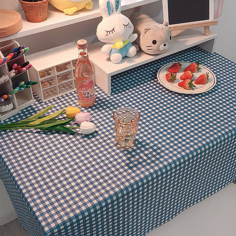 Lovehome Floral Plaid Tablecloth 2 4 6-Seater Rectangular Dining Table Cover Dustproof Desk Table Cloth