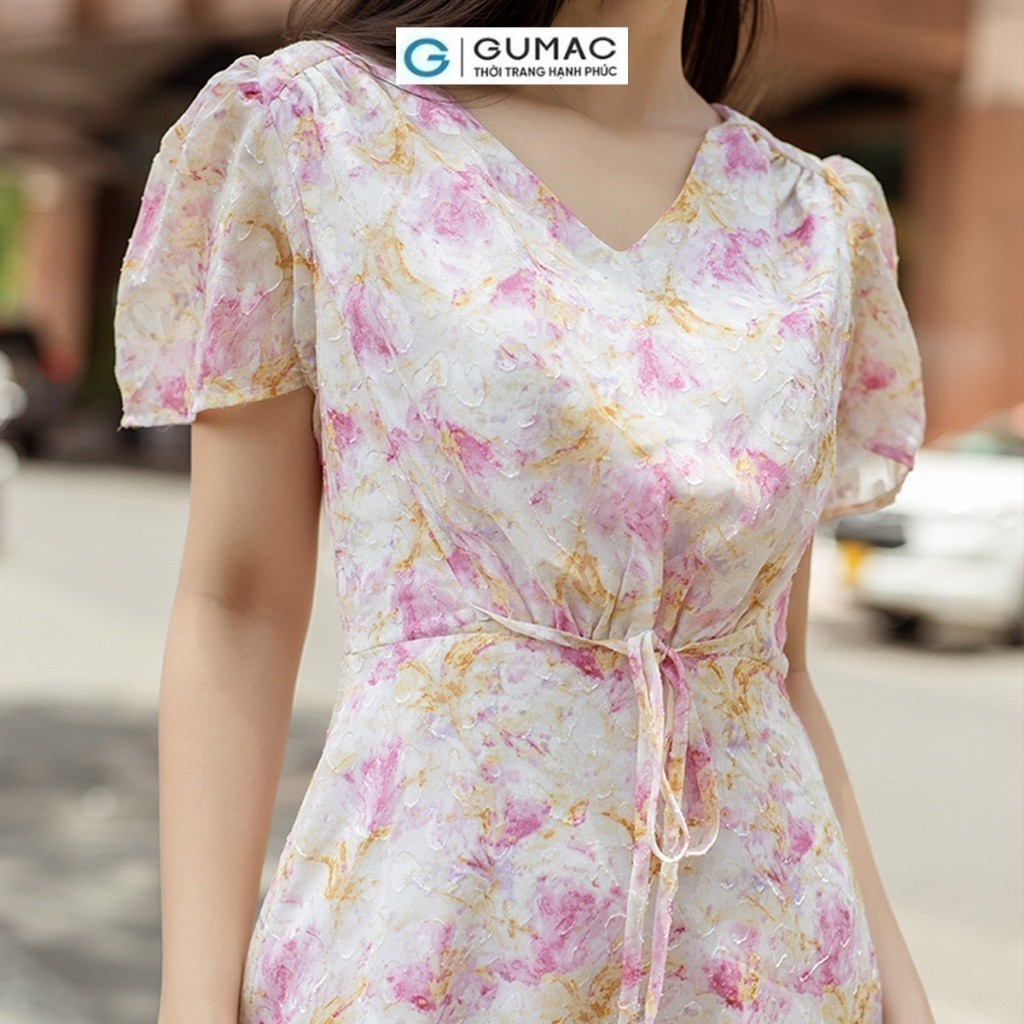 [BST MỚI RA MẮT THÁNG 6] Đầm hoa thắt nơ eo thời trang GUMAC DD06015