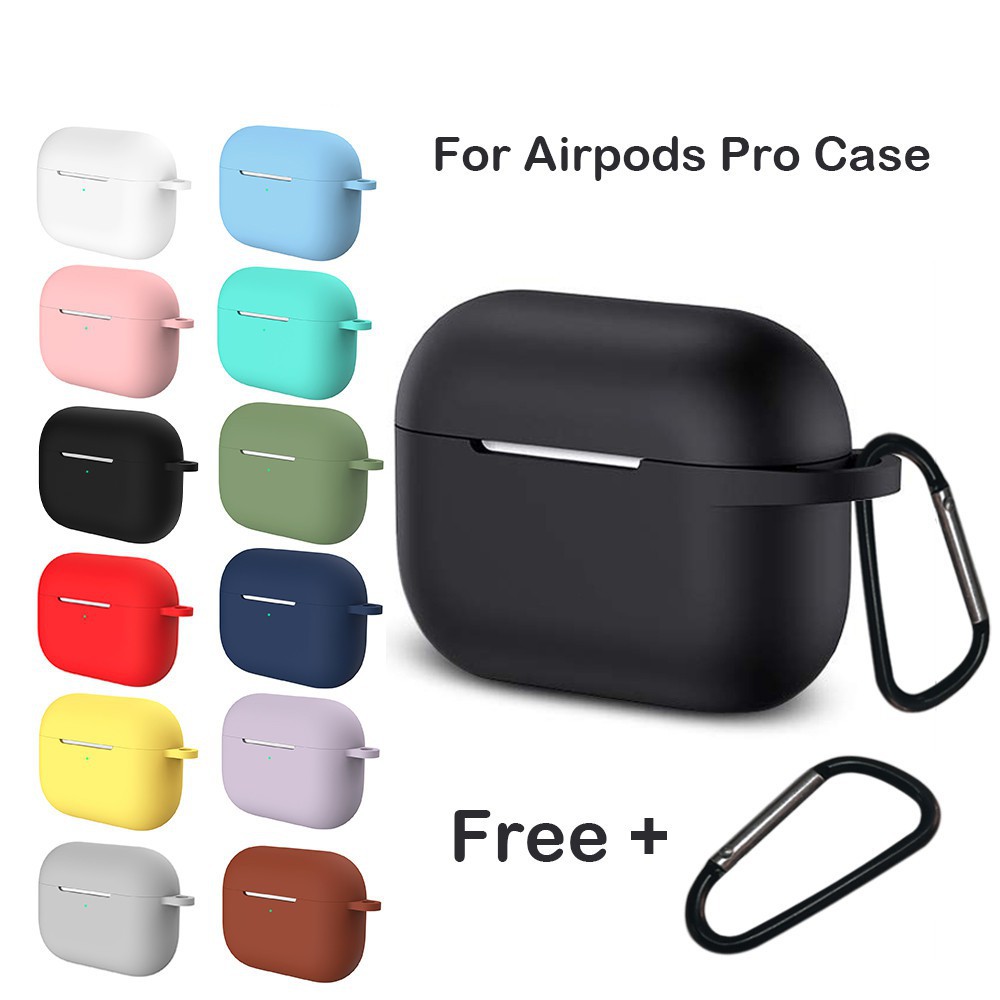 Case Airpod Pro - Ốp Airpod Pro - Trơn nhiều màu ( kèm móc sắt )