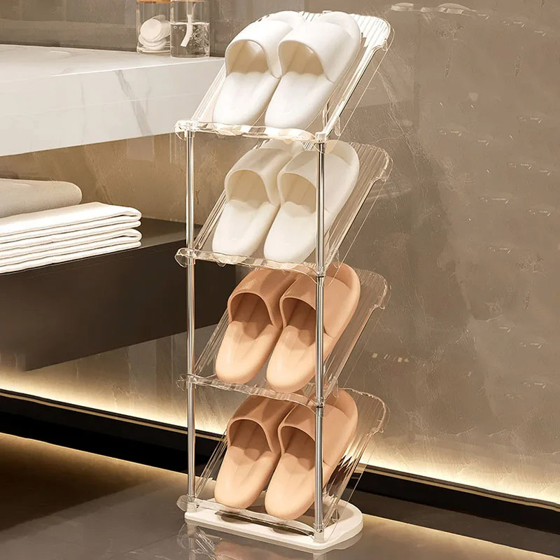 Household shoe rack multi-layer light luxury installation-free space-saving simple stainless steel dormitory shoe cabinet storage rack