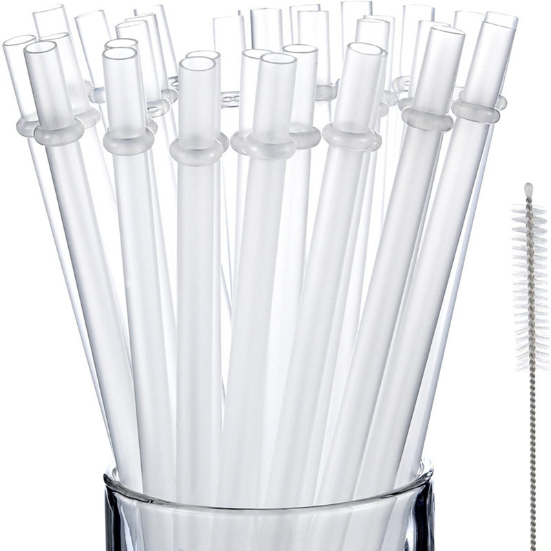 10 Pcs White Glitter Plastic Straw 9 Inches Long Reusable Hard Drinking Straws For Tumbler Mug Cup Bottle