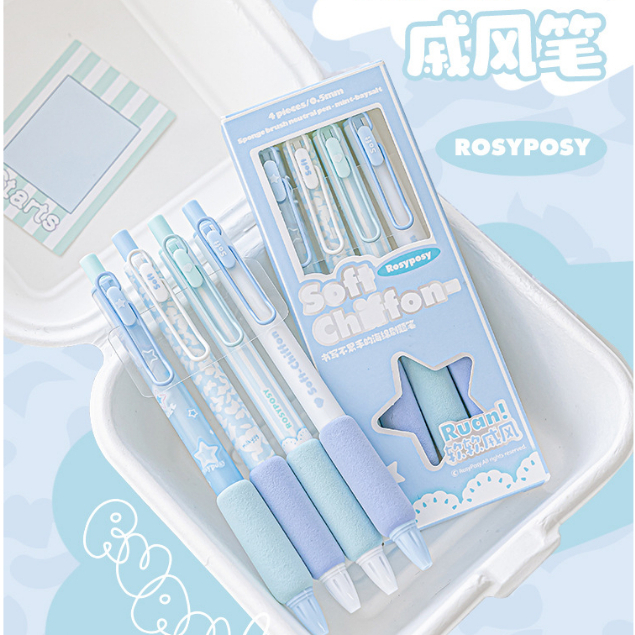 Set 4 bút gel Soft Chiffron Rosy Posy