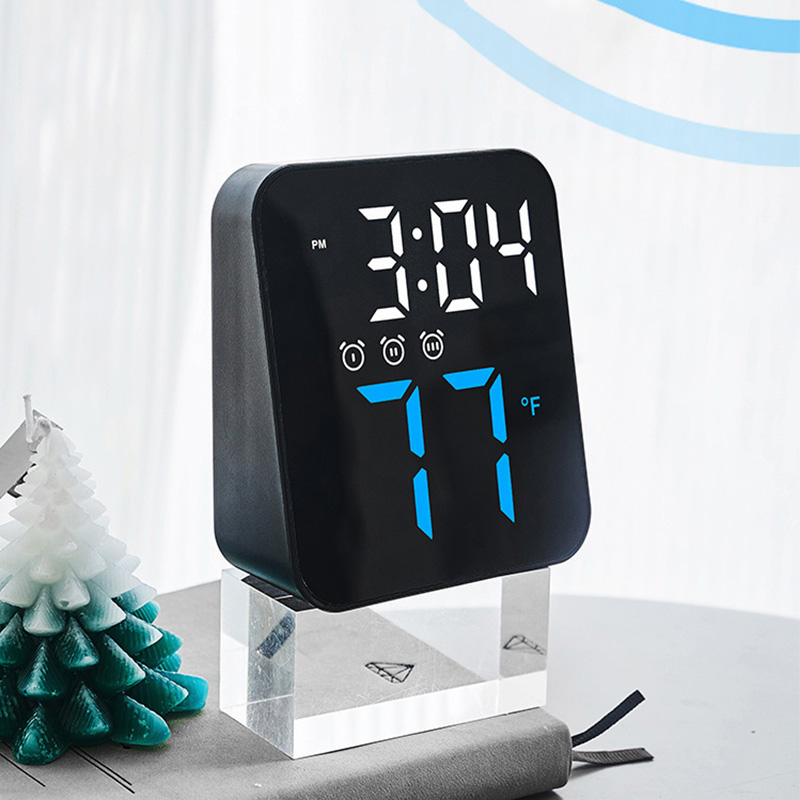 YONUO Electronic clock Creative temperature clock simple LED three sets of alarm clock porch wall clock multi-scene practical clock
