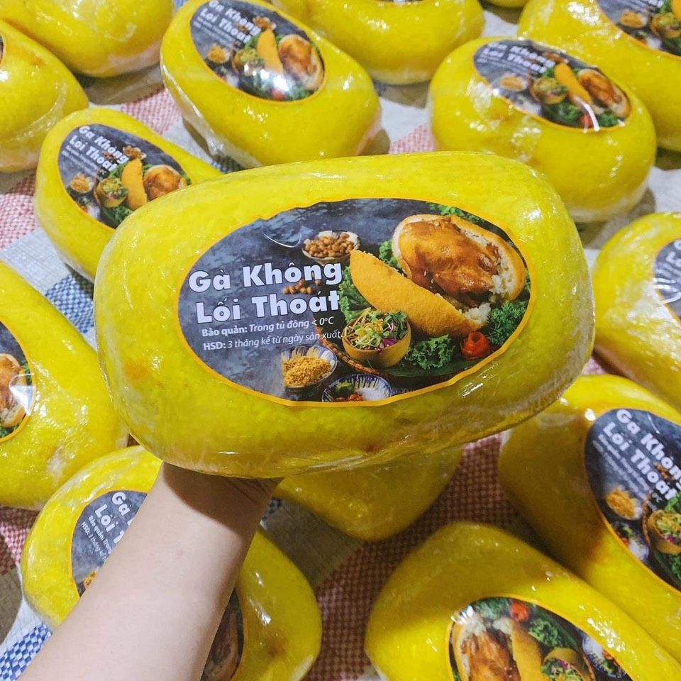 Gà không lối thoát, Gà bó xôi nguyên con không đầu 1,5kg chỉ giao hoat tốc TPHCM