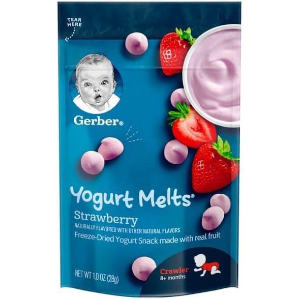 Bánh sữa chua khô Gerber cho bé 8 tháng ăn dặm, bánh sữa chua sấy Gerber đồ ăn dặm cho bé
