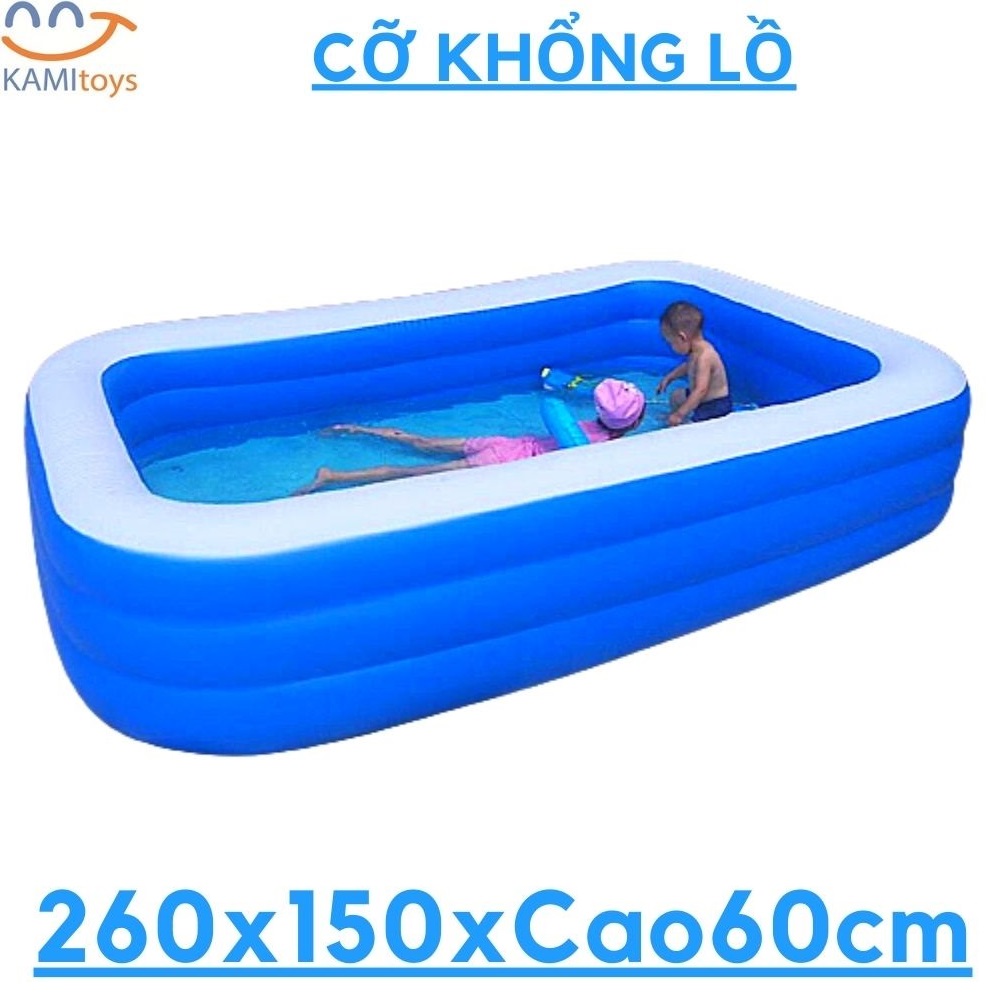 Bể bơi cho bé to khổng lồ 260cm hồ thành cao phao bơm hơi gấp gọn (Bảo hành đổi mới)