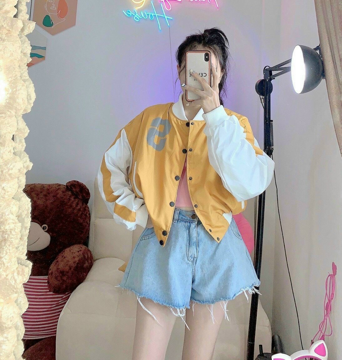 Áo Khoác BOMBER NỈ Croptop Nữ TP367