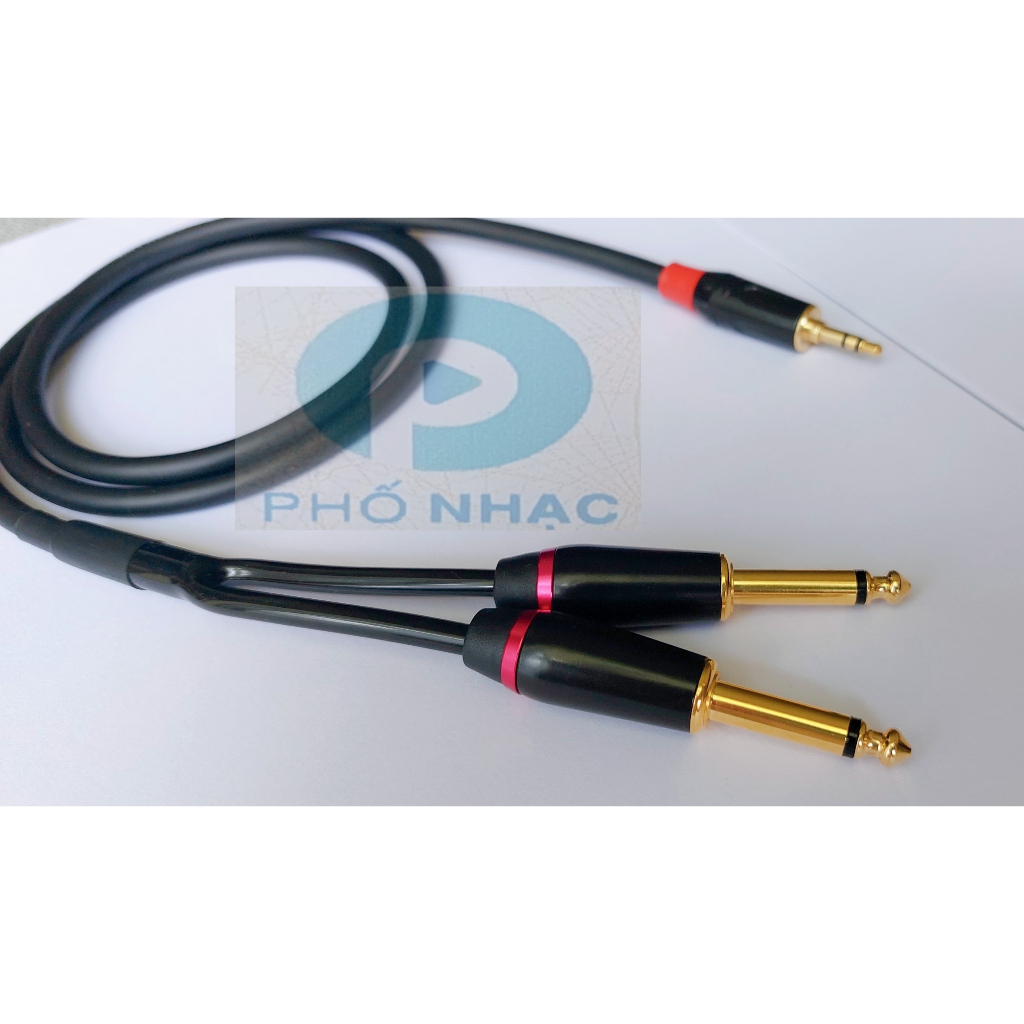 Dây tín hiệu 1 đầu 3.5mm ra 2 đầu 6.5mm - Dây cáp chuyển từ jack 3.5 ly ra 2 đầu jack 6 ly mono hàng chất lượng