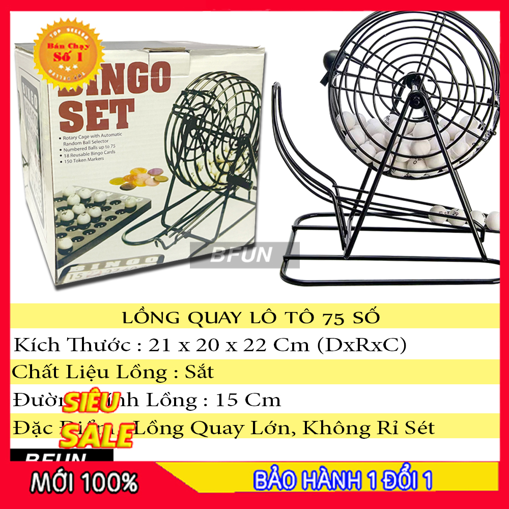 [Sale] BỘ ĐỒ CHƠI LỒNG QUAY BINGO LÔTÔ 75 SỐ  LỒNG SẮT - LỒNG QUAY Lô Tô CHƠI TẾT CÙNG GIA ĐÌNH CỰC VUI NHỘN