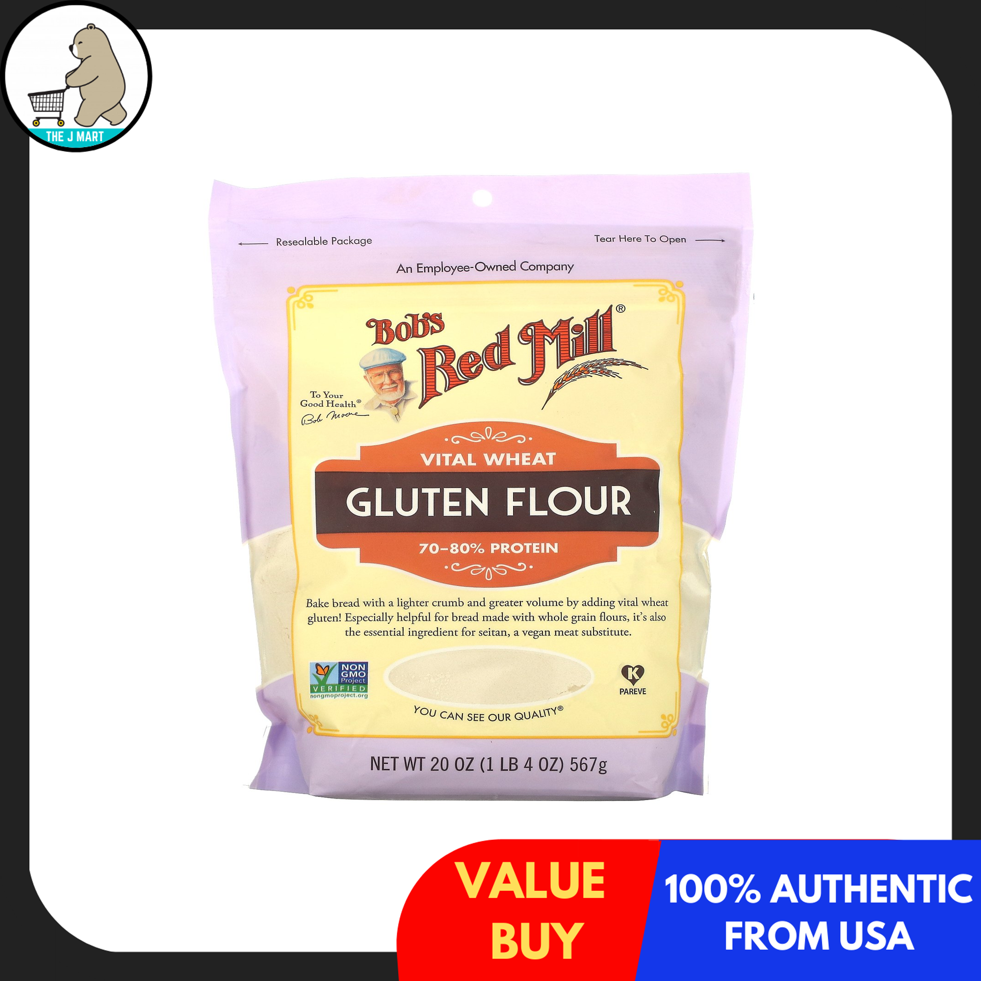 (PACK OF 2) Bob's Red Mill, Vital Wheat Gluten Flour, 20 Oz (567 G)[PRE ...