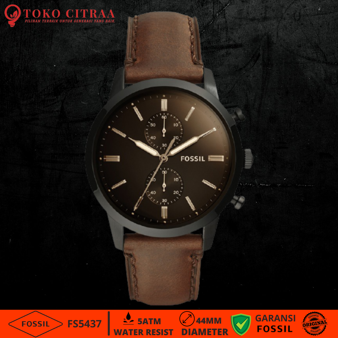 pria Fossil Townsman analog strap kulit 