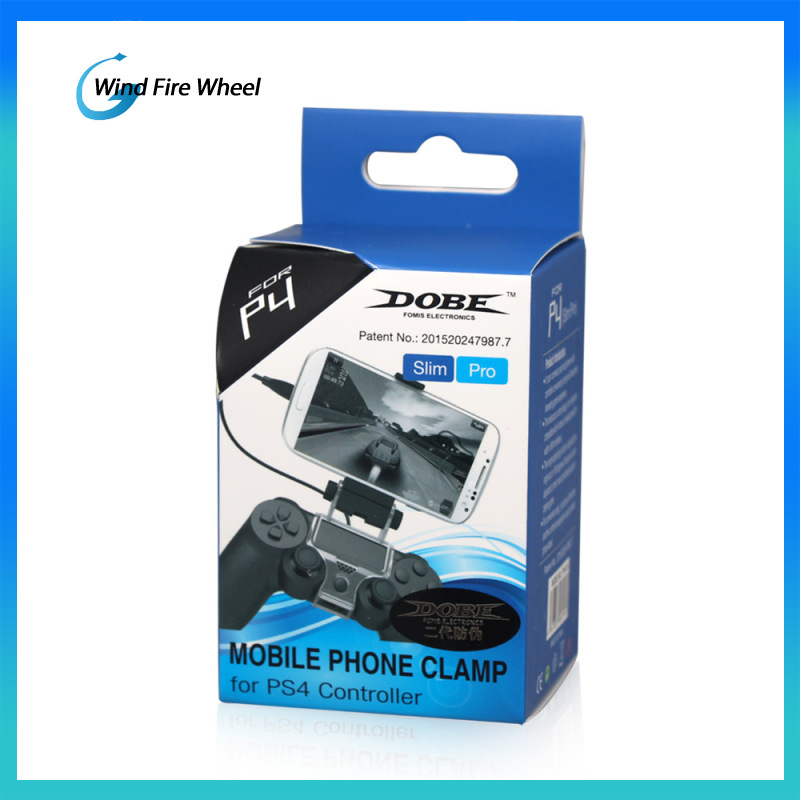 PS4 Slim Smart Handle Clip Cell Mobile Phone Clamp Holder with OTG Cable for 4 Controller Black