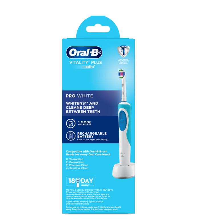 Bàn chải đánh răng điện Oral-B Vitality Plus 2 đầu Pro White