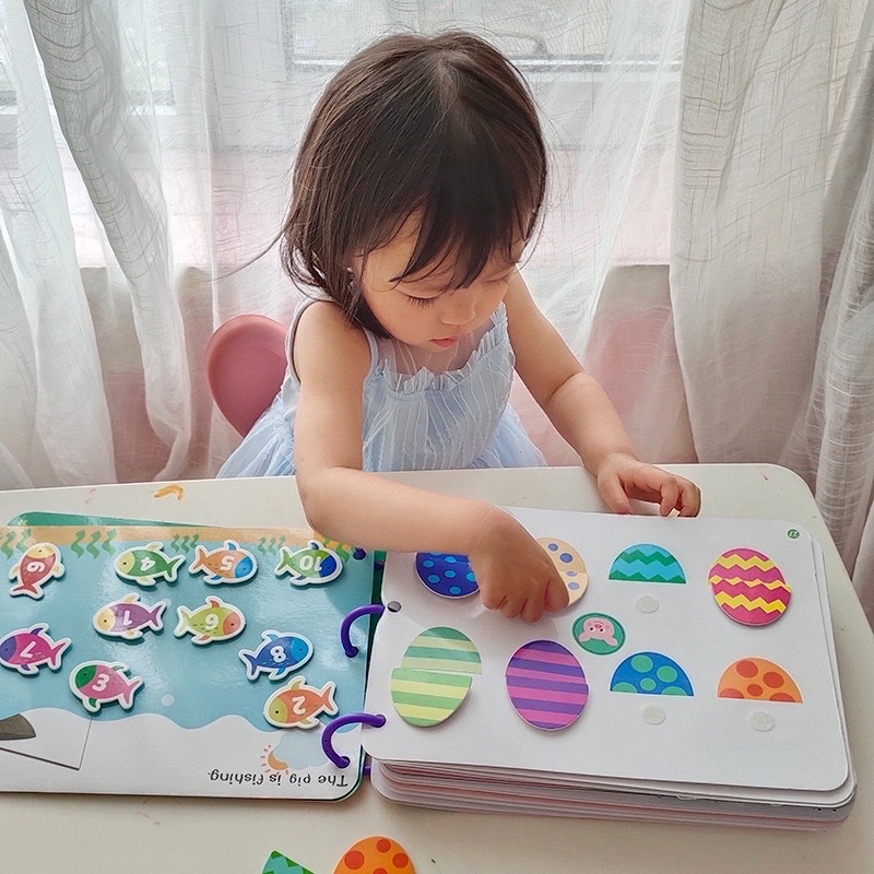 Học liệu bóc dán montessori 17 chủ đề giáo dục sớm thông minh cho bé, bảng bận rộn quiet book, busy board