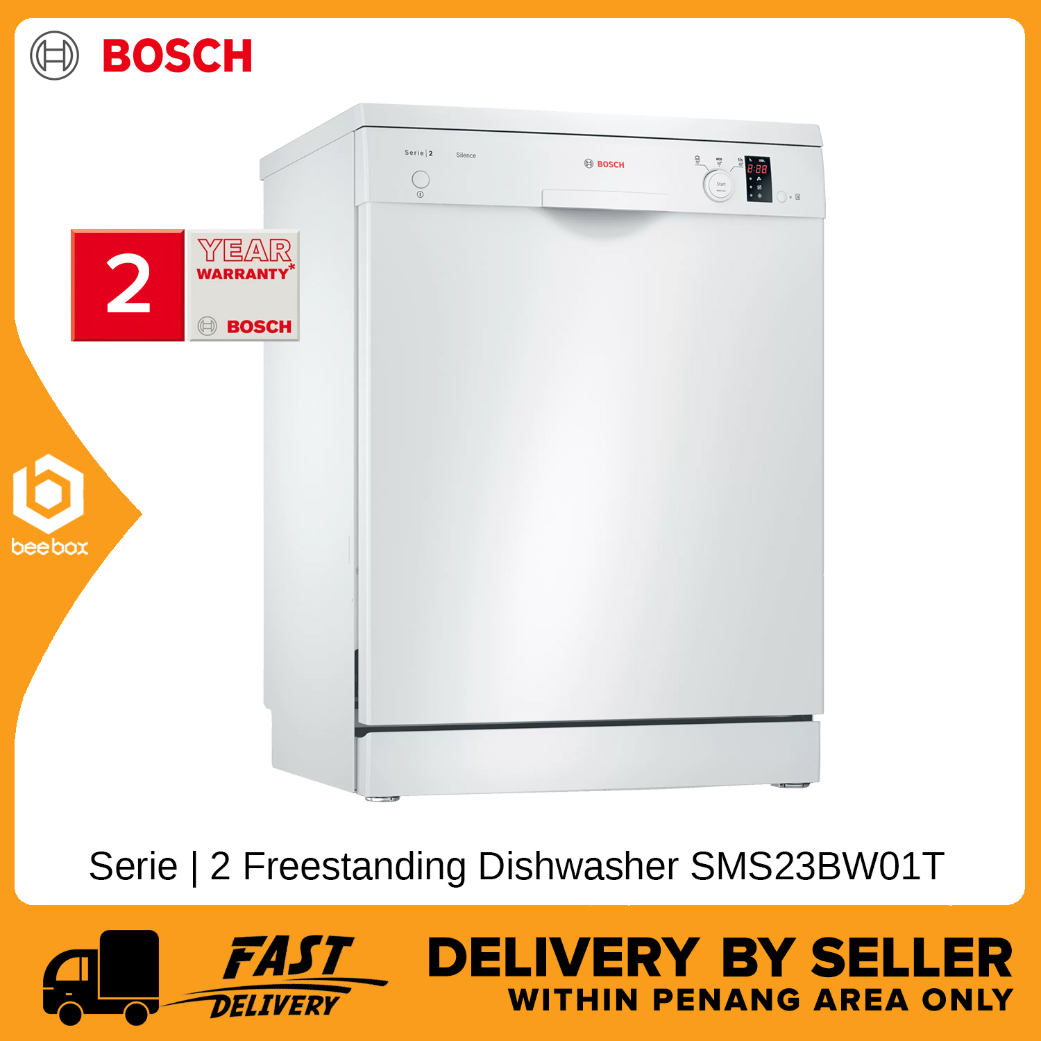 [PENANG only] Bosch Serie 2 Freestanding Dishwasher 60cm 12 place Settings EcoSilence Drive