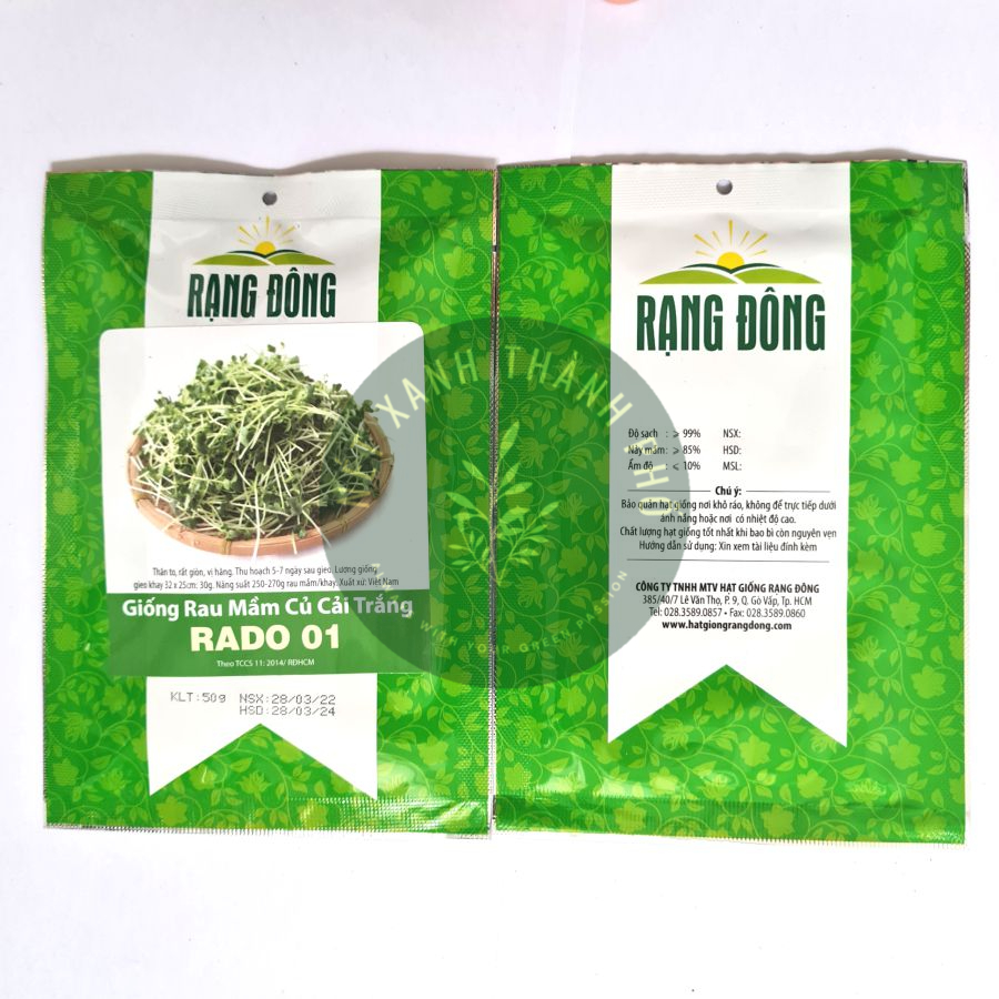 [GIAO HÀNG 2 GIỜ] Hạt Giống Rau Mầm Củ Cải Trắng 50gr thu hoạch Sau 5 Ngày