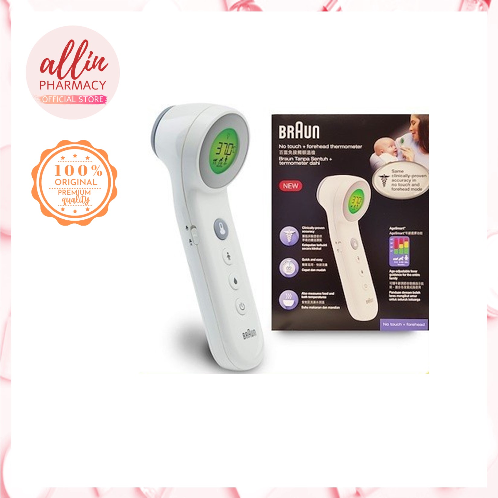 Braun No Touch + Forehead Thermometer BNT 400 (2 Years Warranty) Lazada