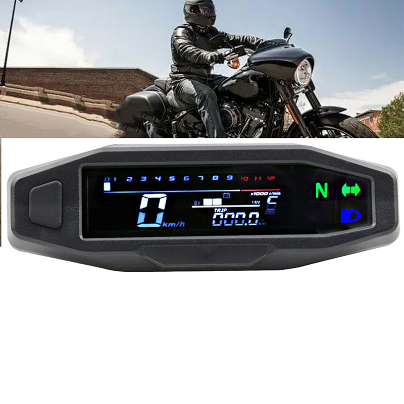 Motorcycle Speedometer Meter Universal LCD Digital Odometer Counter ...