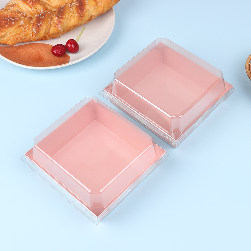 50 Pack Paper Charcuterie Boxes With Clear Lids,4.3" Pink Square