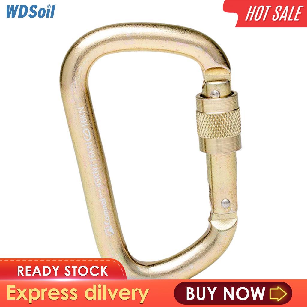 WDSoil Auto Locking Rock Climbing Carabiner Clips, 45KN D-Shaped Steel Carabiner