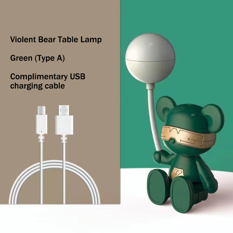 YONUO Light luxury violent bear folding desktop reading desk lamp USB charging eye protection dormitory night lamp souvenir ornament table lamp