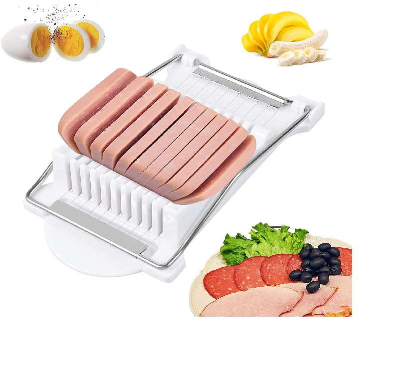 Egg Slicer For Hard Boiled Eggs Spam Slicer FENGCHEN Luncheon Meat Slicer  Soft Food Cheese Sushi Cutter Meat,Cutting Machine With 10 Singing Cutting  Wires in Stainless Steel 