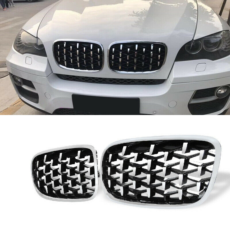 Car Silver Front Middle Grille Grill Replacement for BMW X5 E70 / X6 E71 2008-2013