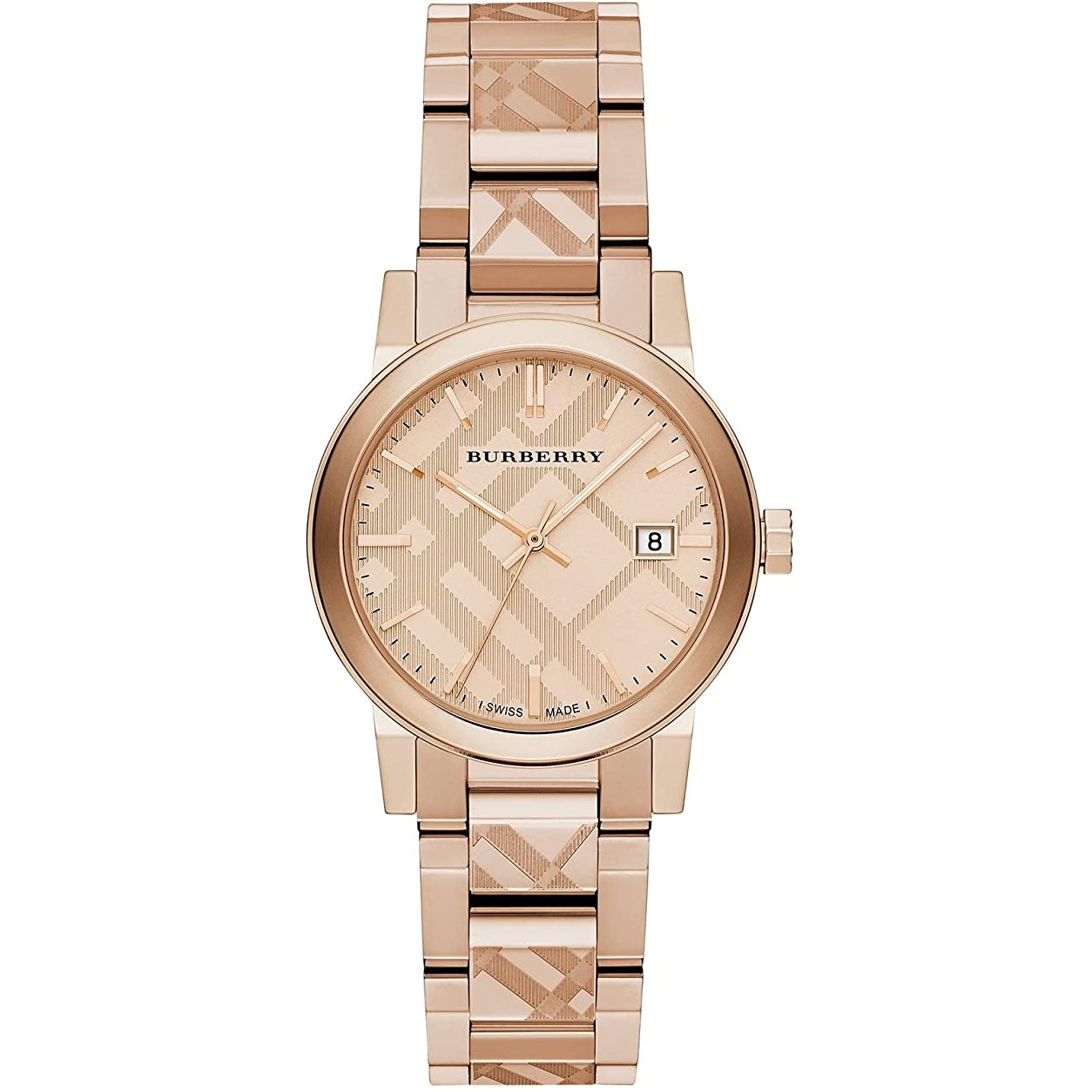burberry rose gold check watch