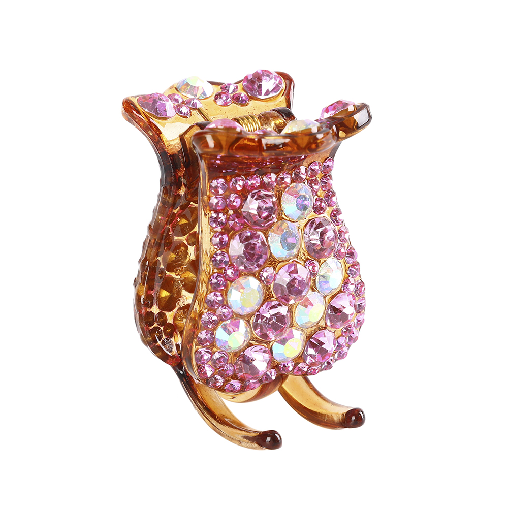 Korean Fan Shaped Multicolor Diamond Hairpin for Women Rhinestones Hair Clip Ponytail Decorate Hair Accessories