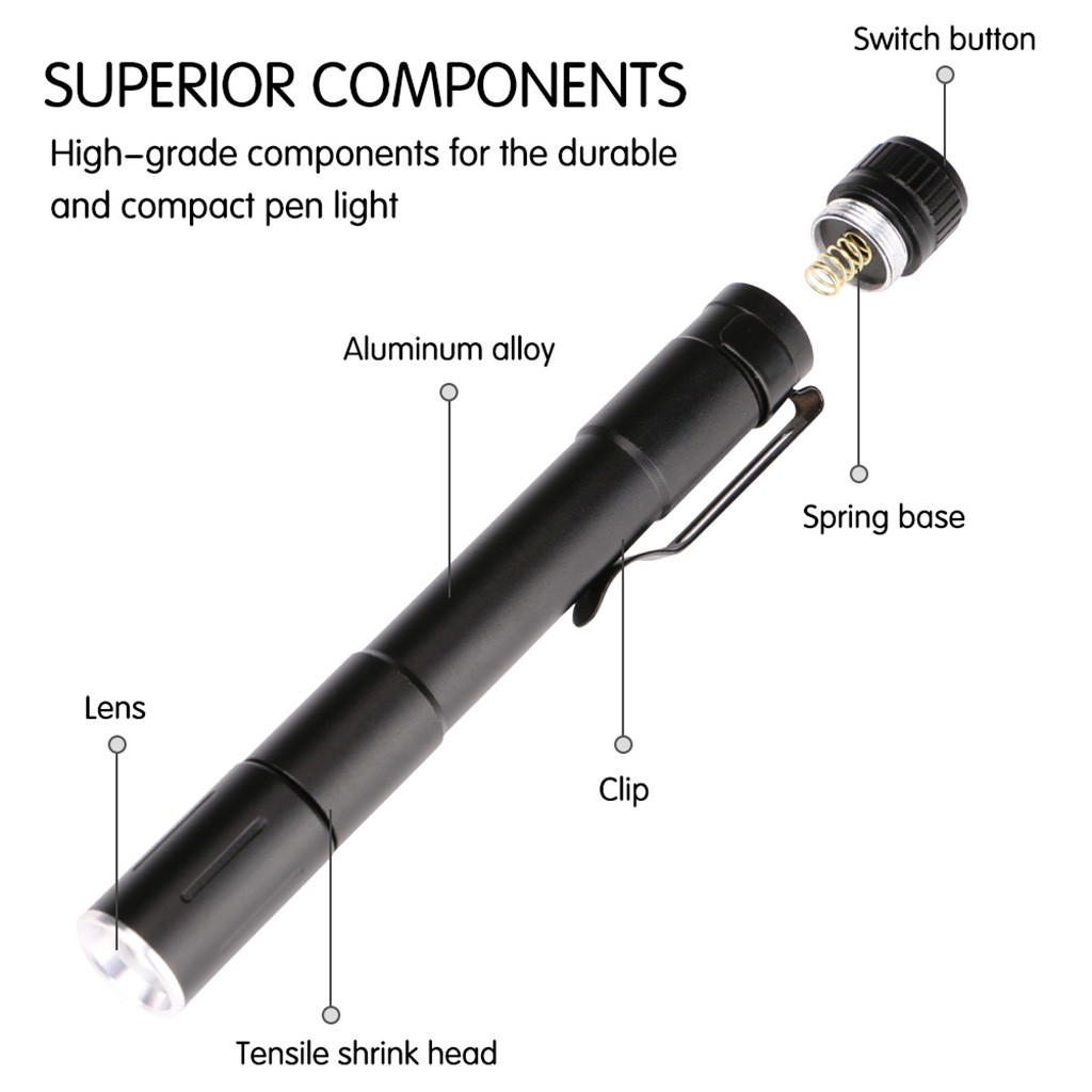 Q5 LED Flashlight Clip Mini Torch Pen Light AAA Lamp Small Lamp