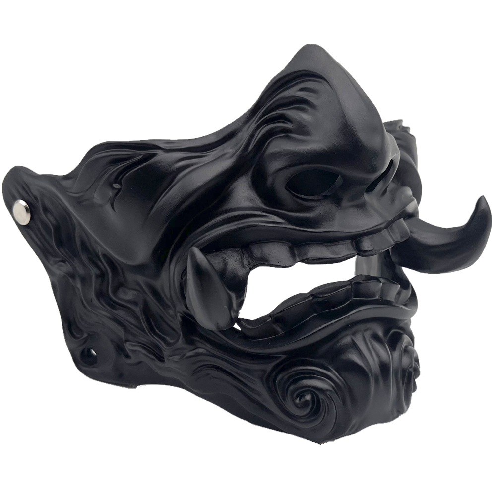 Huyền thoại hannya Mặt nạ nhựa cao su nửa mặt hóa trang kinh dị prijna Oni Samurai Ác Quỷ kẻ giết người Halloween Tiệc hóa trang. Trang phục