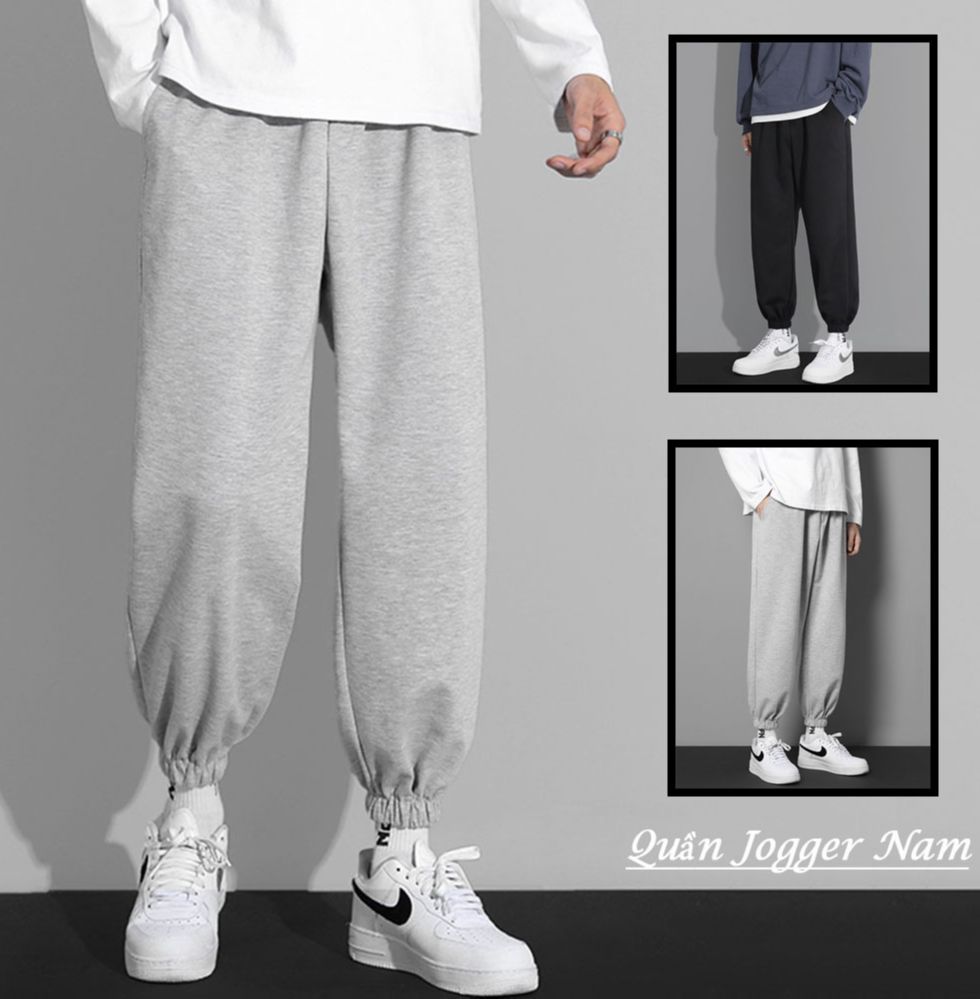 Quần Jogger Thể Thao Nam Trơn Basic Lưng Chun Co Giãn Ống Suông Bo Gấu Trẻ Trung Hot Trend 2024 Thời Trang FASHION4MEN QUAN SM002