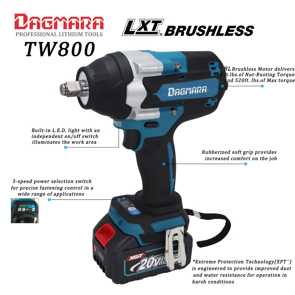 Dagmara 800Nm Electric 1 2 Inch Cordless Impact Wrench Heavy Duty Brushless High Power Drive Ratchet Socket 12800Mah Lithium Ion Battery Ergonomic Design Impact Wrench Lazada Lazada Indonesia