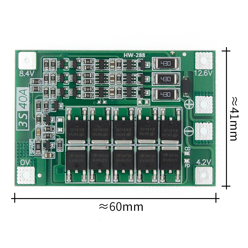 Carte De Protection Li-ion 3S 40A DAOKAI - Pour Batterie 11.1V/12.6V, Avec Bandes De Nickel, Version Renforcée