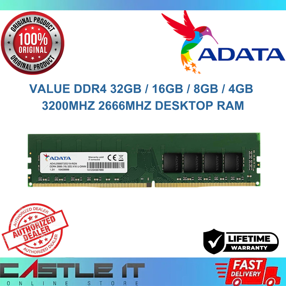 Adata 32gb Ddr4 Desktop Ram Adata Ram 32gb Ddr4 2666 Adata Value